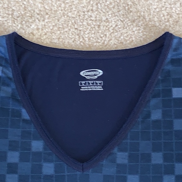 Navy V-neck T-shirt, Size Large, Blue and Yellow - Picture 3 of 7